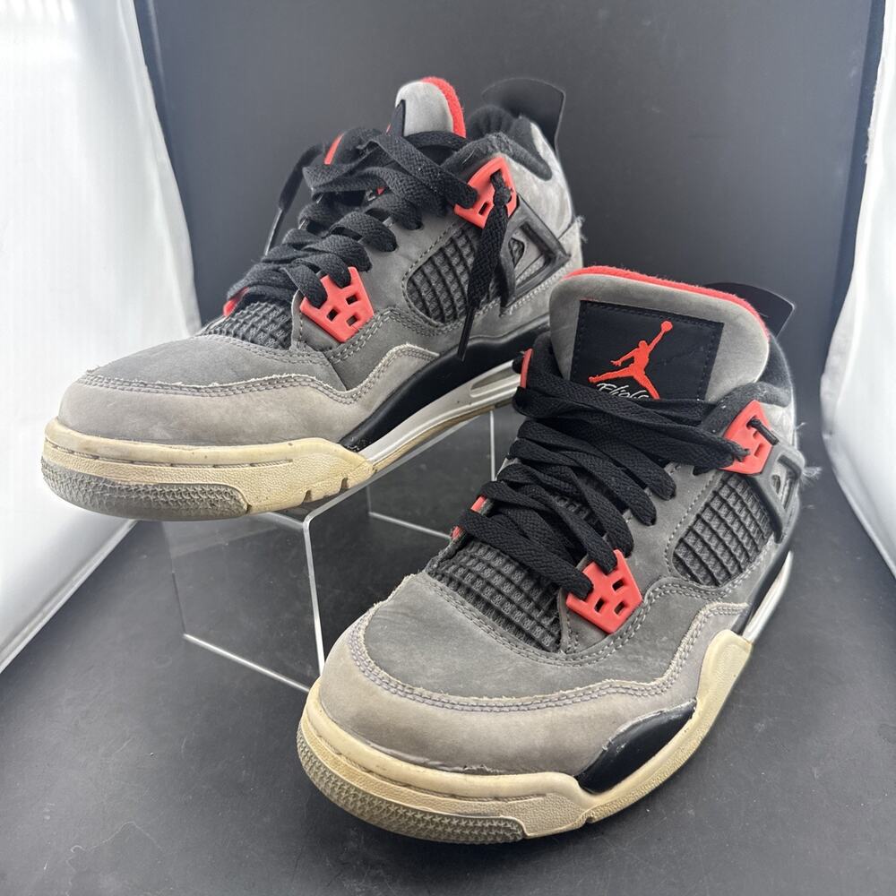 Air Jordan 4 Retro GS Infrared Dark Grey Black 408452-061 Size 5Y / Women 6.5